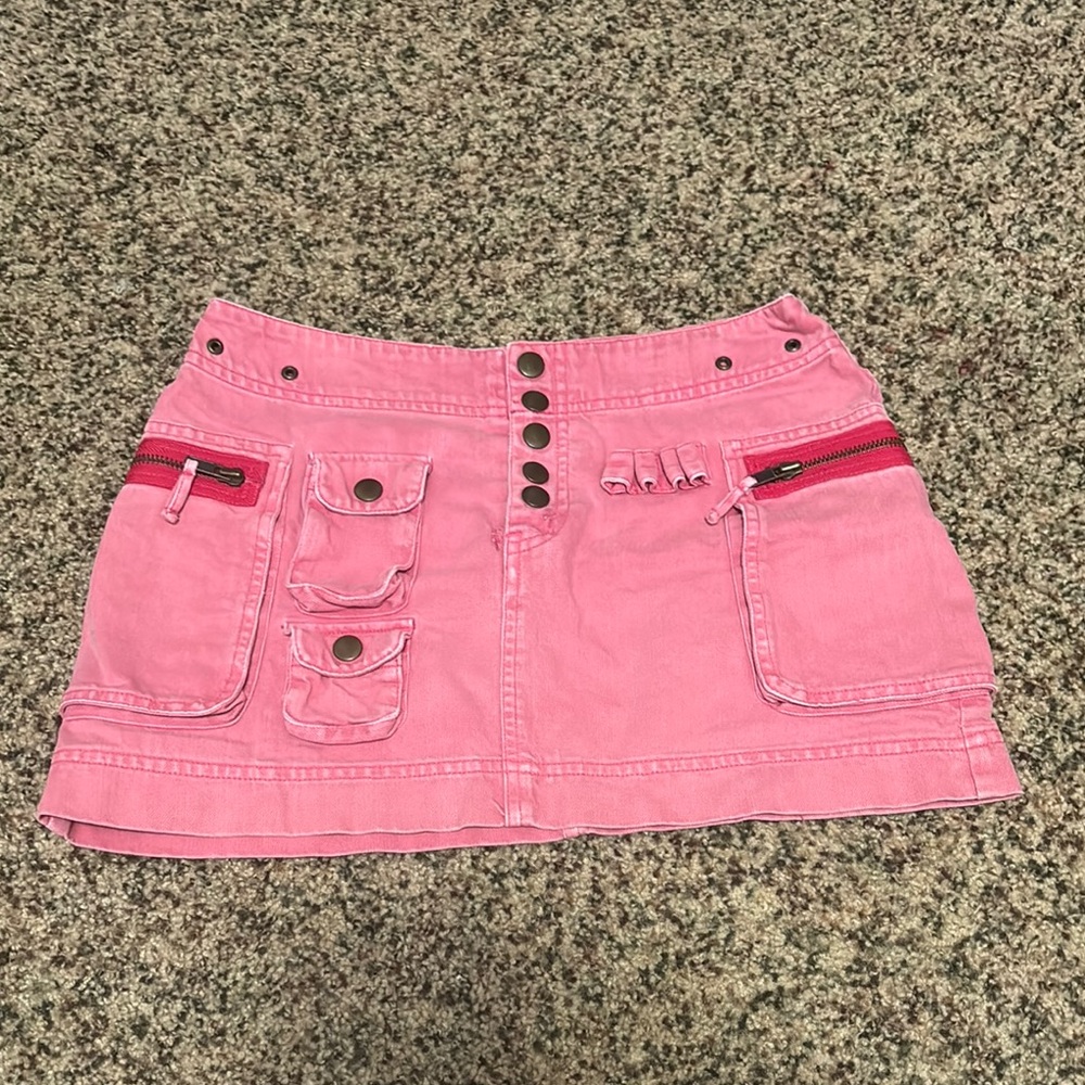 Pink utility mini skirt
